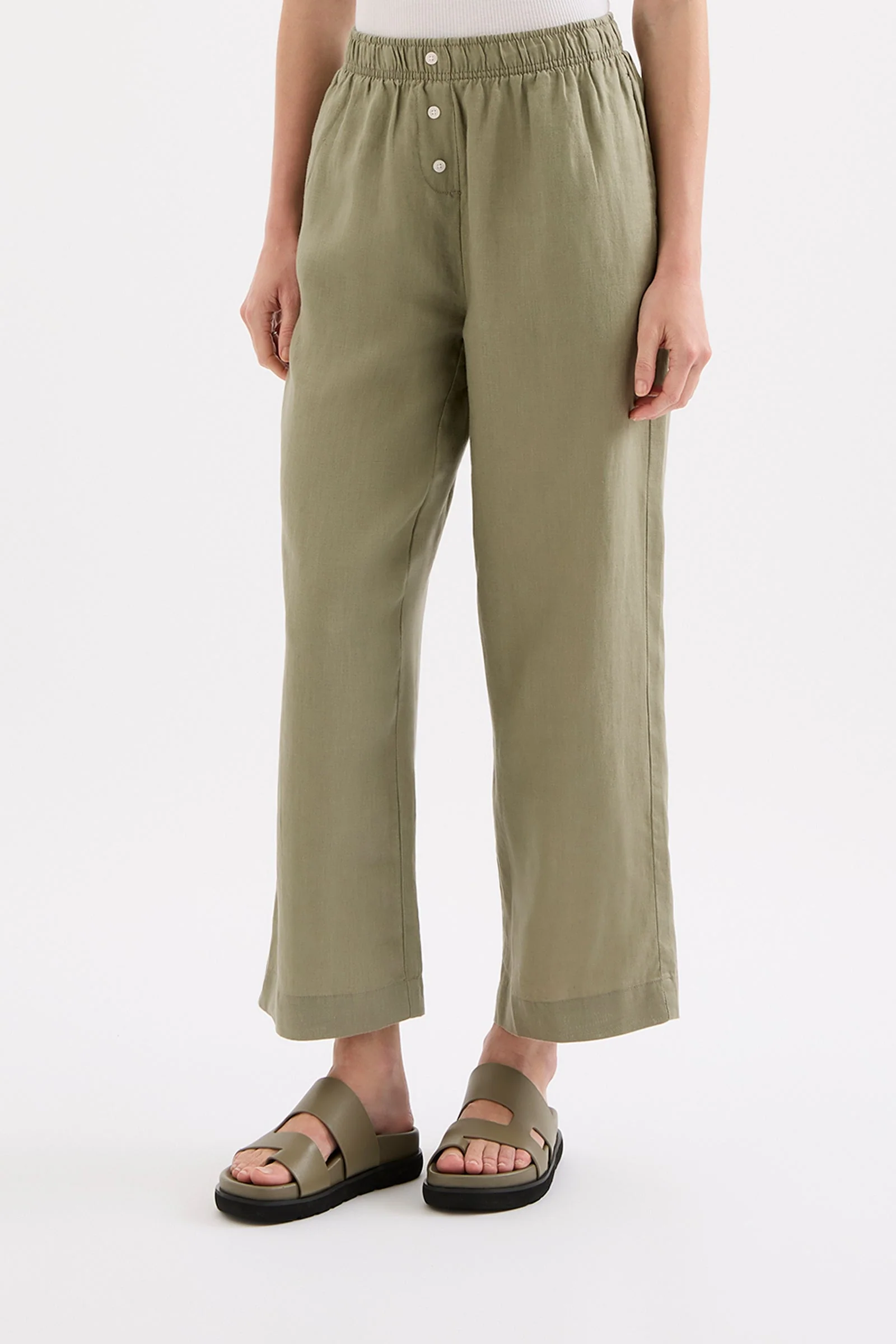 LOUNGE LINEN CROP PANT - Image 3