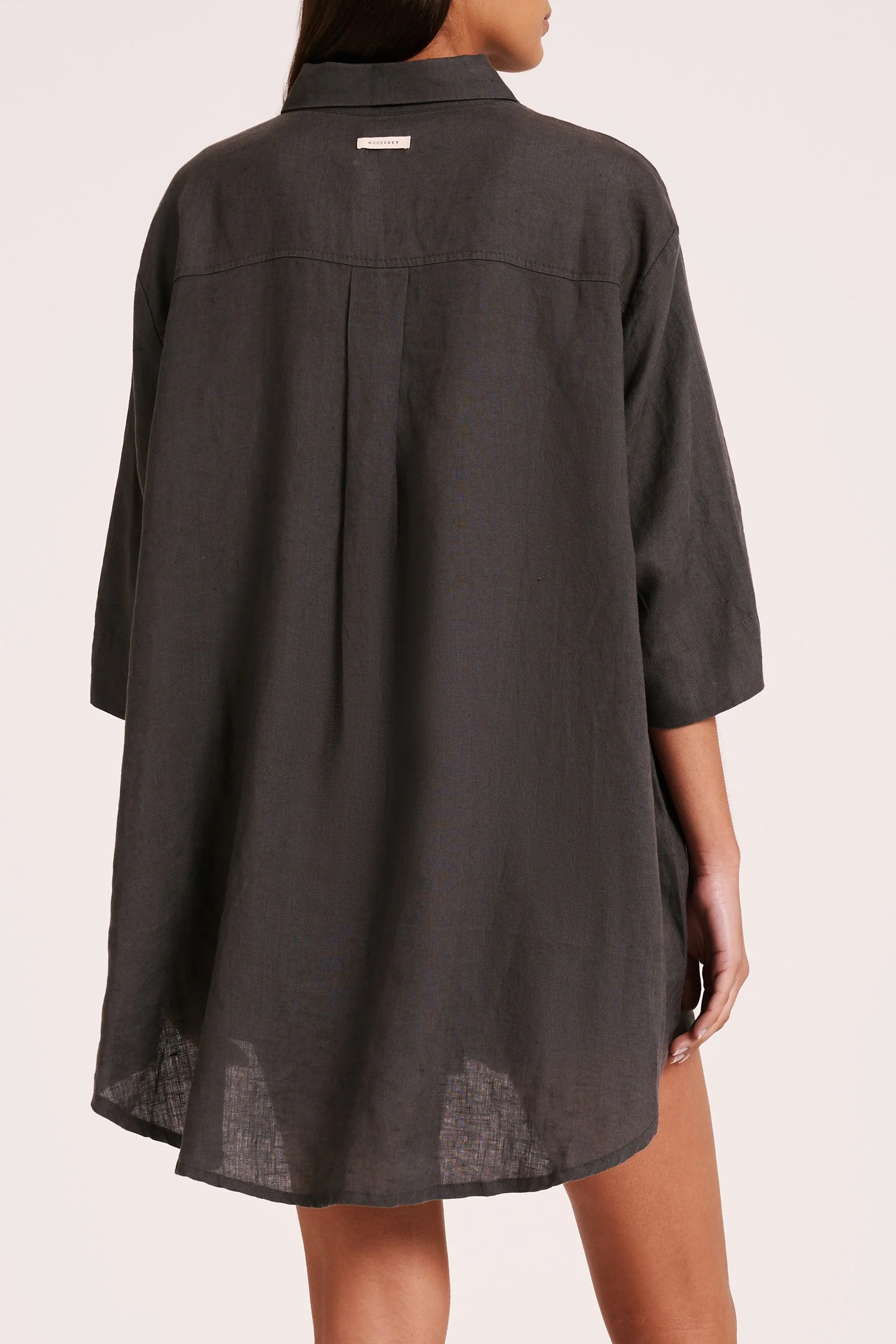 LOUNGE LINEN LONGLINE SHIRT - Image 4