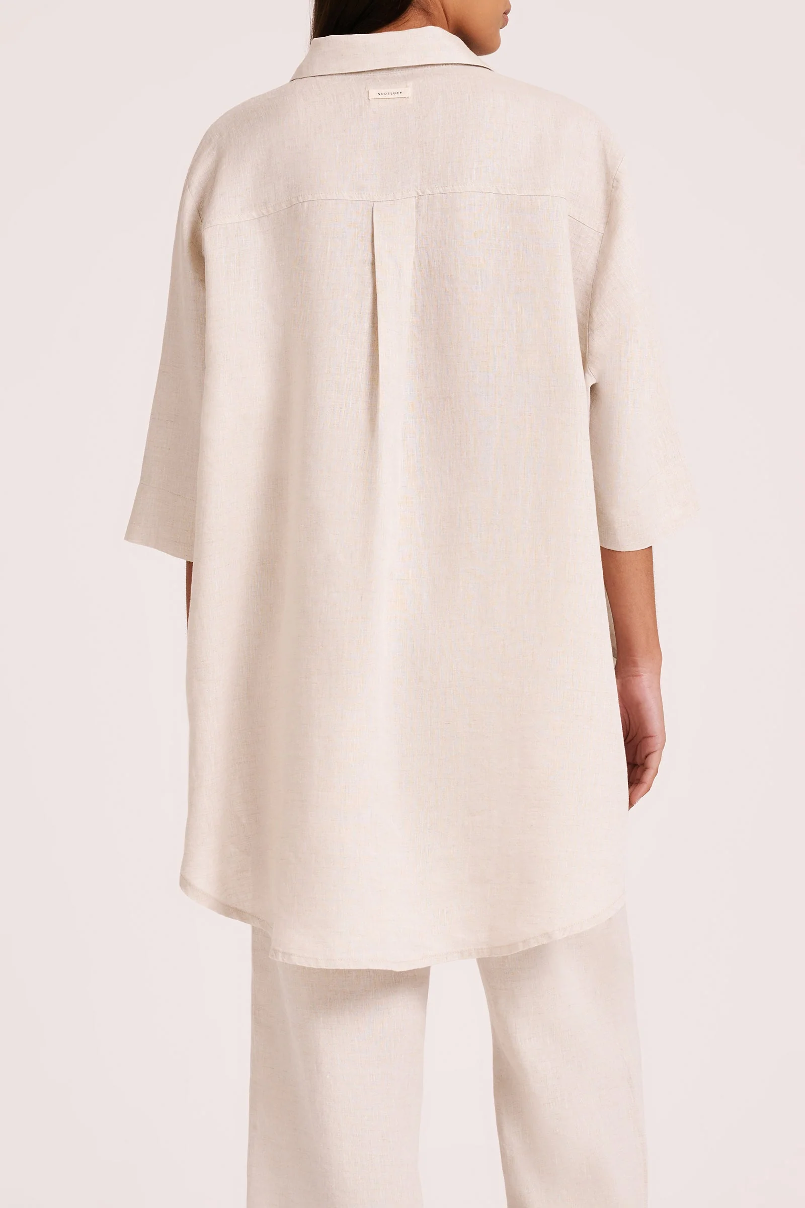 LOUNGE LINEN LONGLINE SHIRT - Image 4