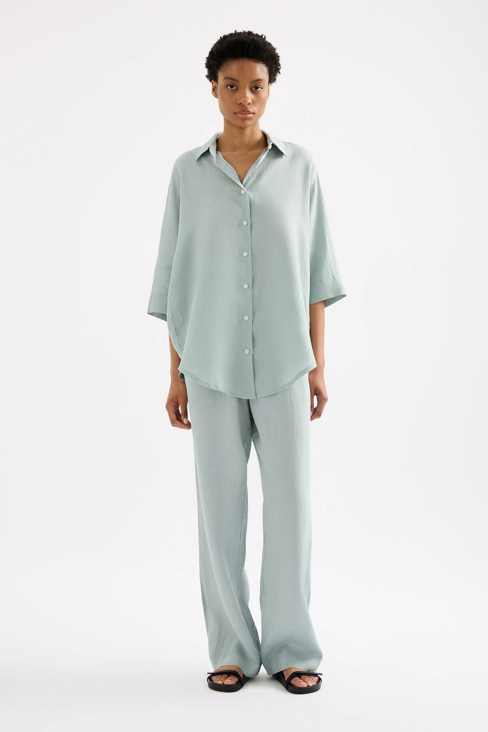 LOUNGE LINEN LONGLINE SHIRT - Image 6