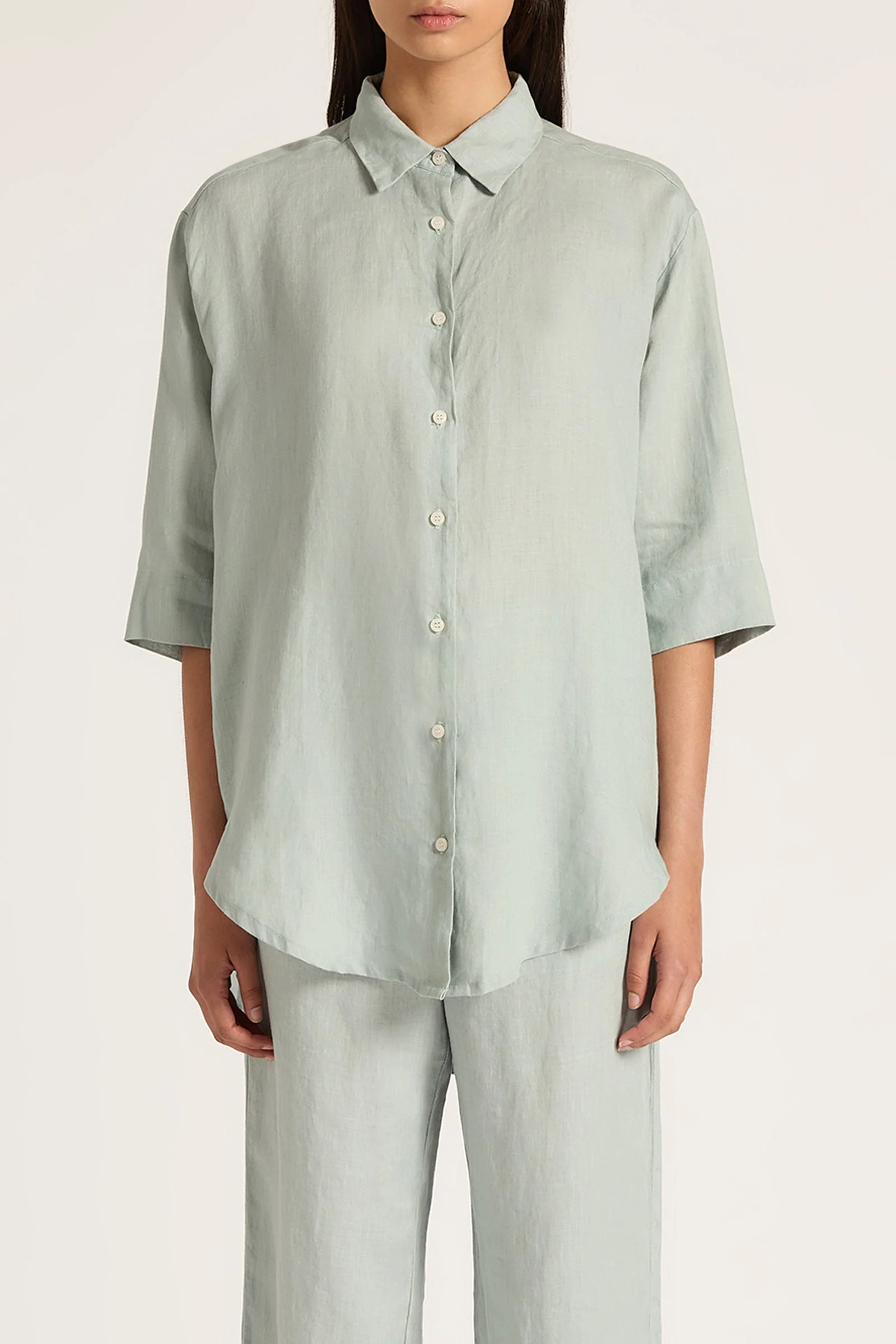LOUNGE LINEN LONGLINE SHIRT - Image 8