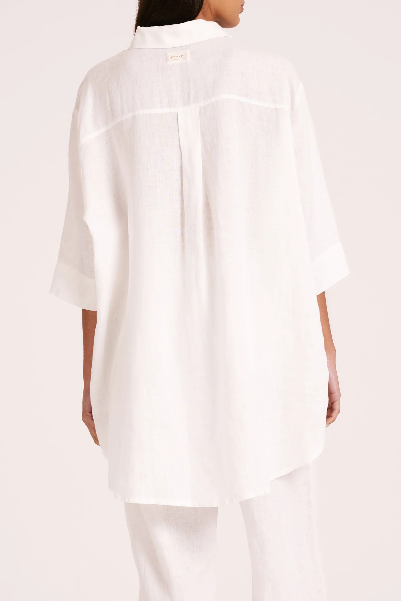 LOUNGE LINEN LONGLINE SHIRT - Image 4