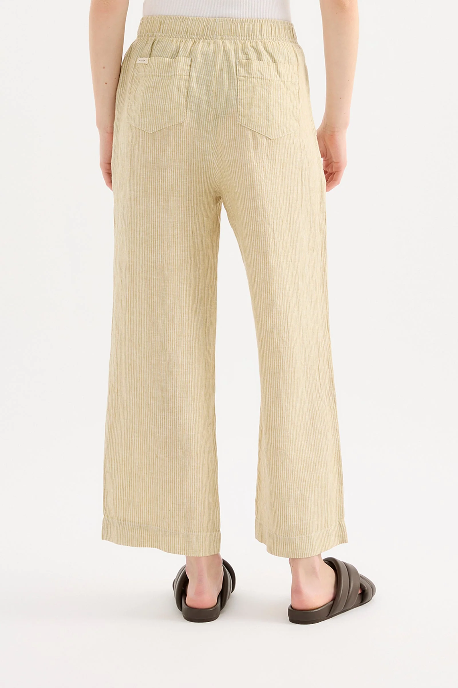 LOUNGE STRIPE LINEN CROP PANT - Image 4