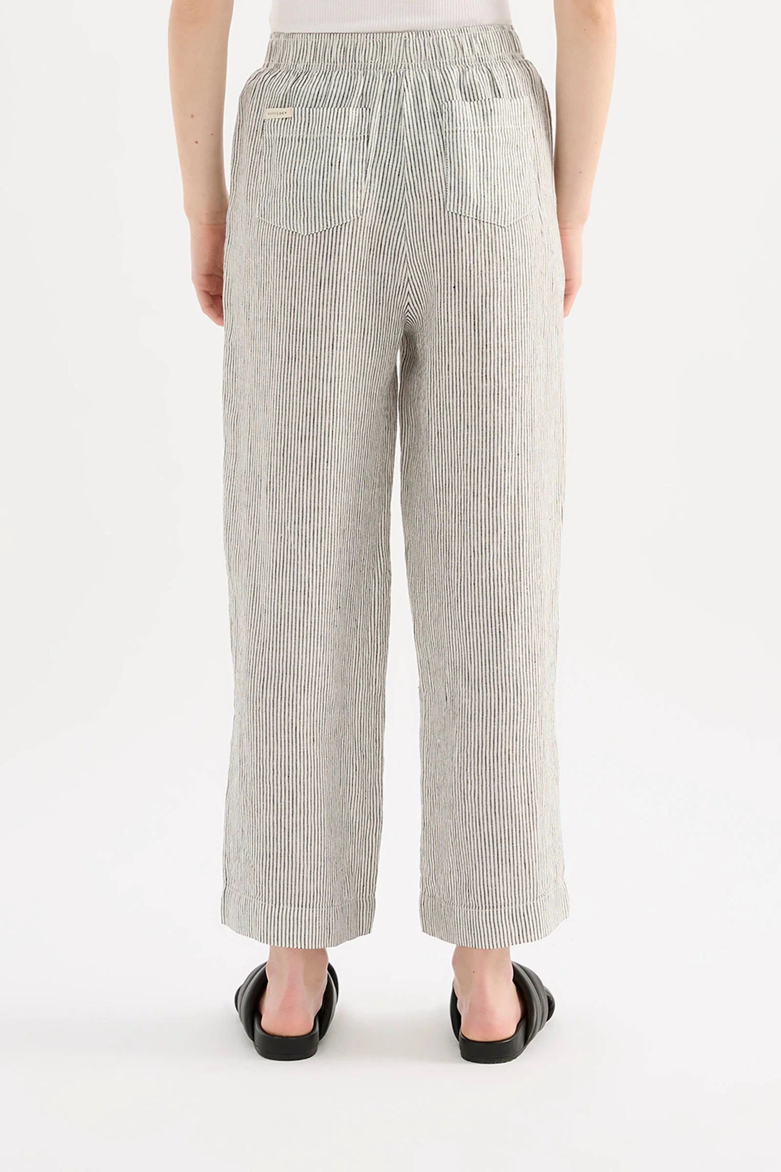 LOUNGE STRIPE LINEN CROP PANT - Image 4