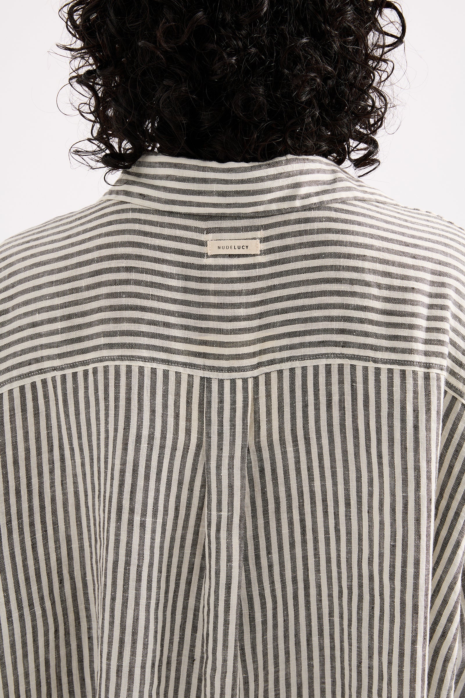 LOUNGE STRIPE LINEN LONGLINE SHIRT - Image 5