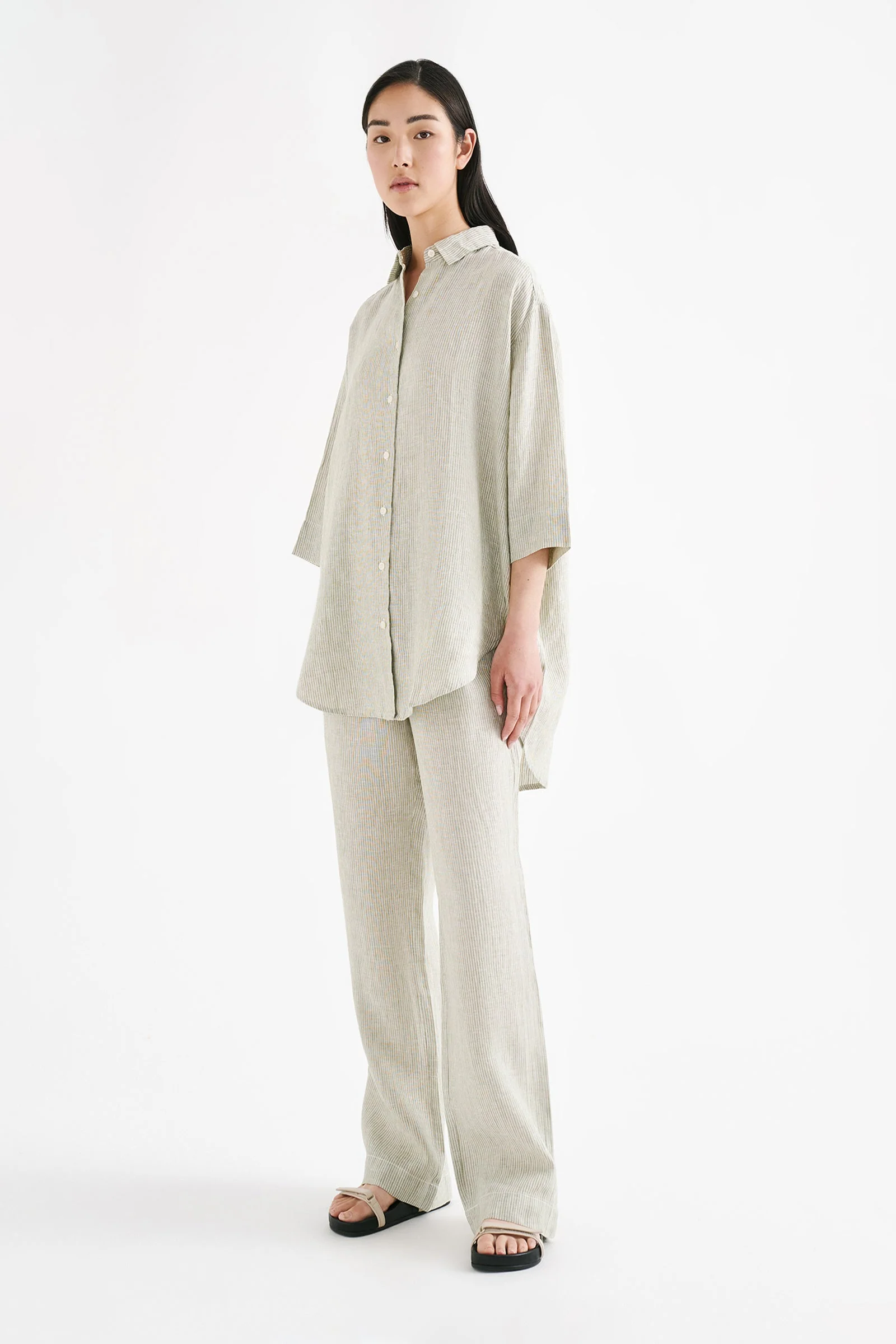 LOUNGE STRIPE LINEN PANT