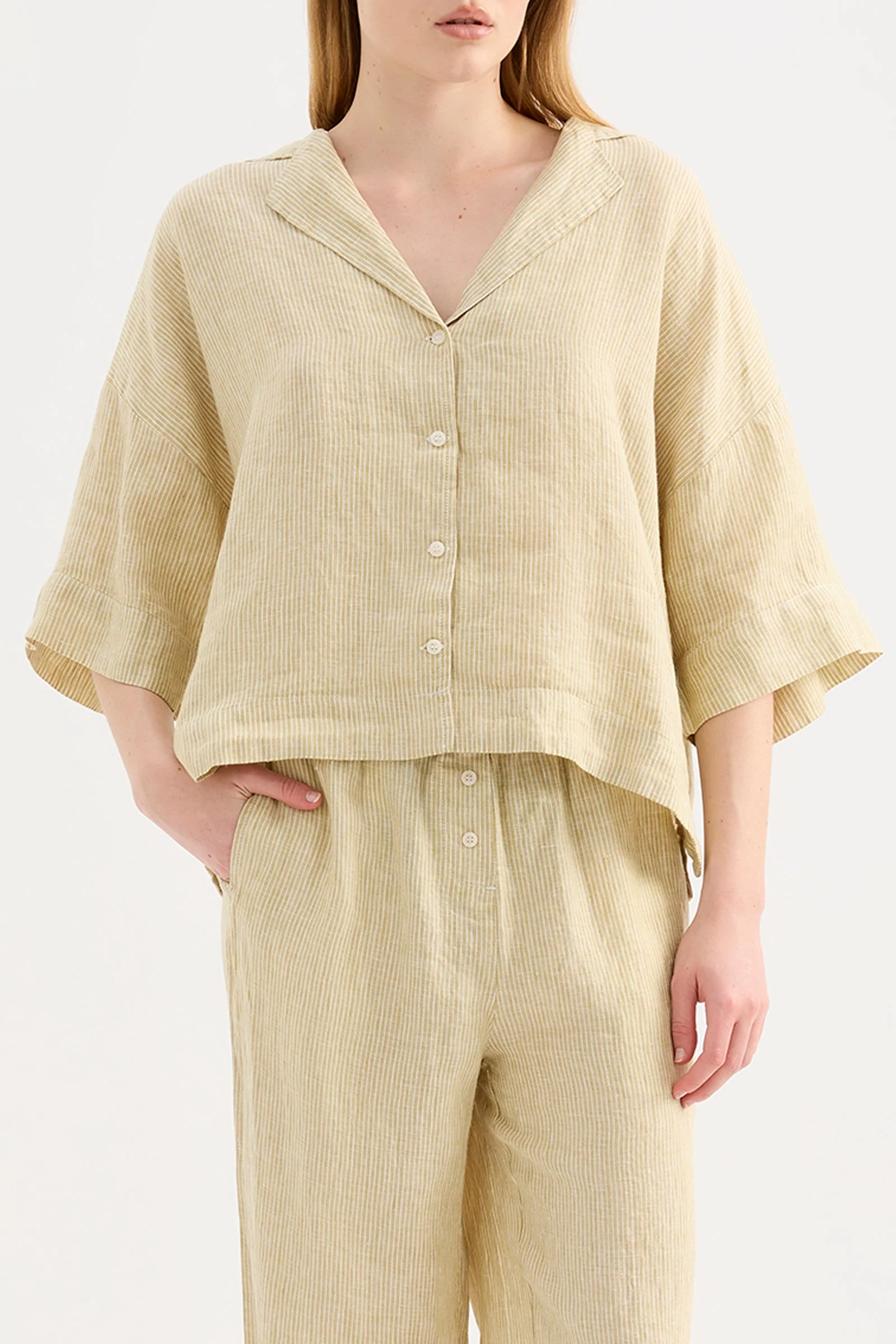 LOUNGE STRIPE LINEN SHIRT - Image 2
