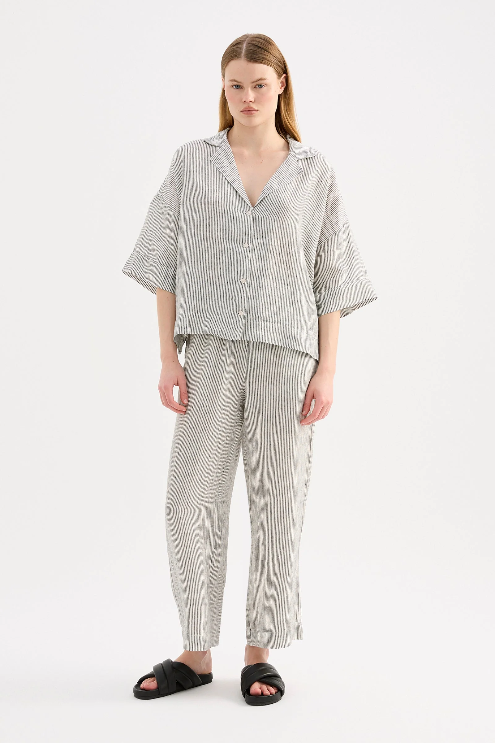 LOUNGE STRIPE LINEN SHIRT
