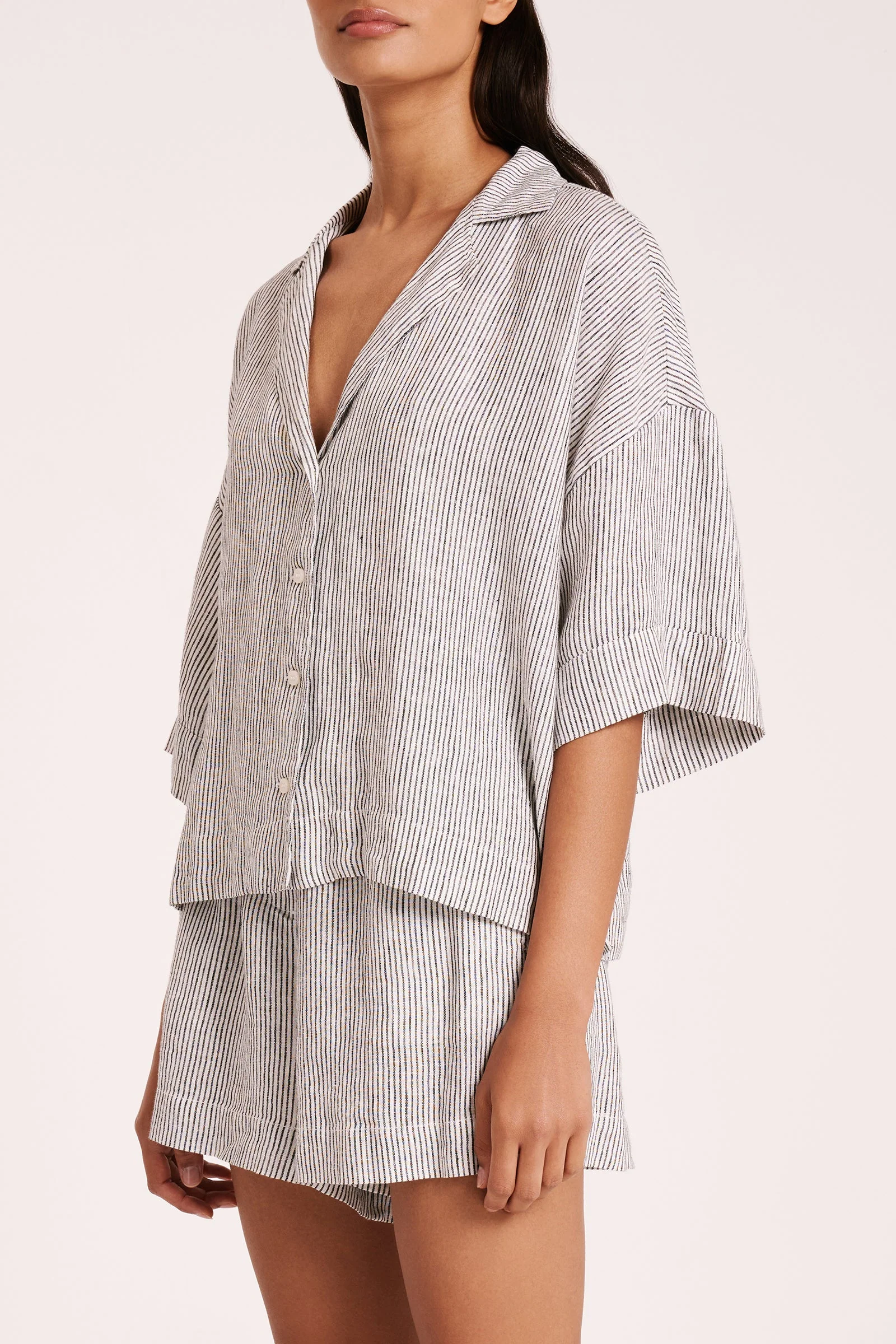 LOUNGE STRIPE LINEN SHIRT - Image 9
