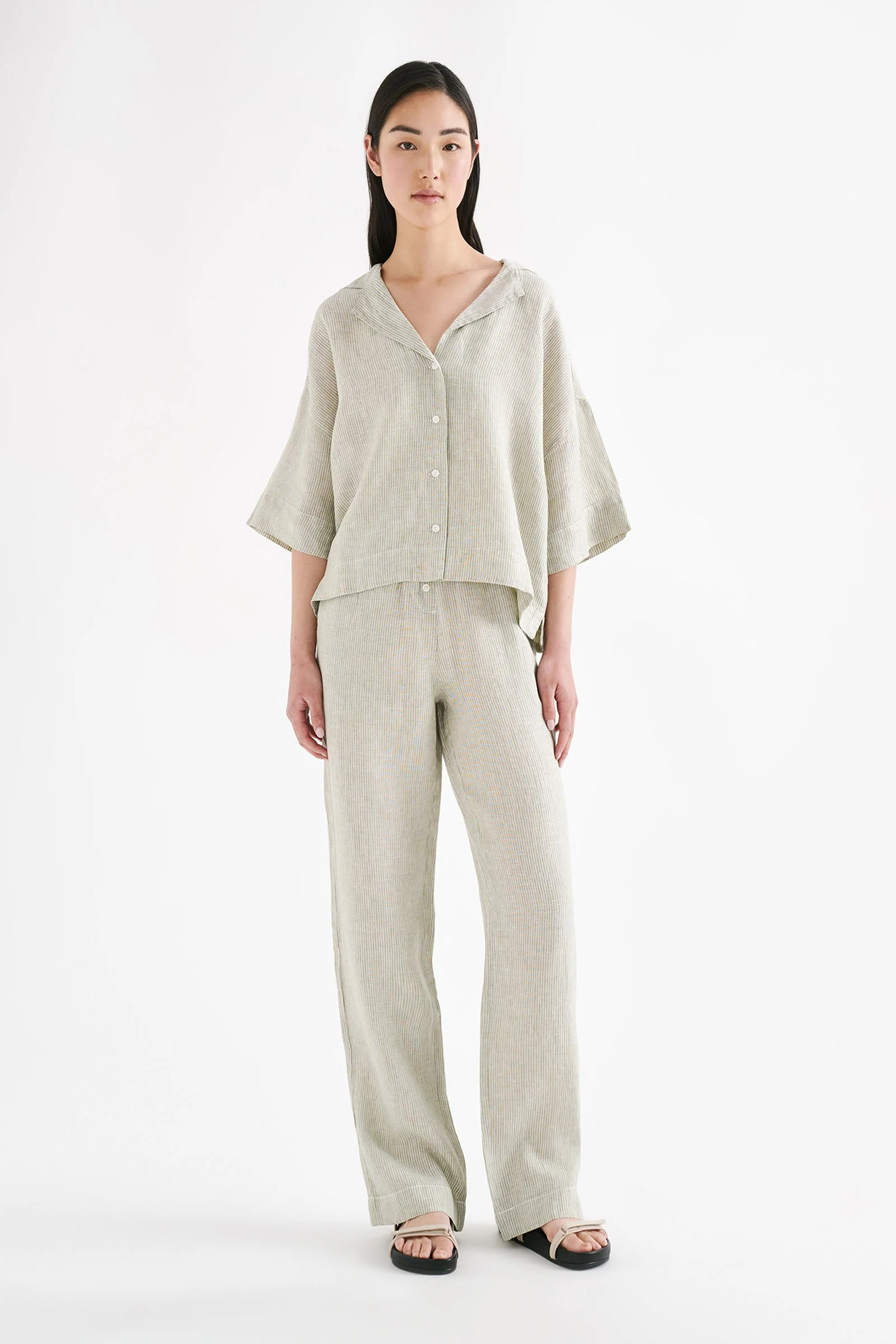 LOUNGE STRIPE LINEN SHIRT - Image 4