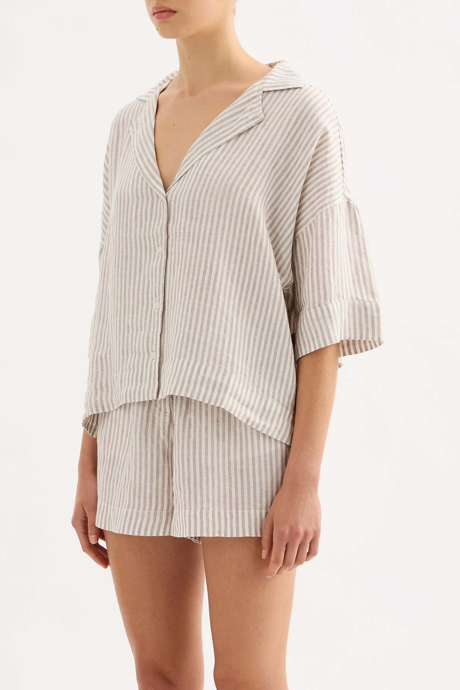 LOUNGE STRIPE LINEN SHIRT - Image 3