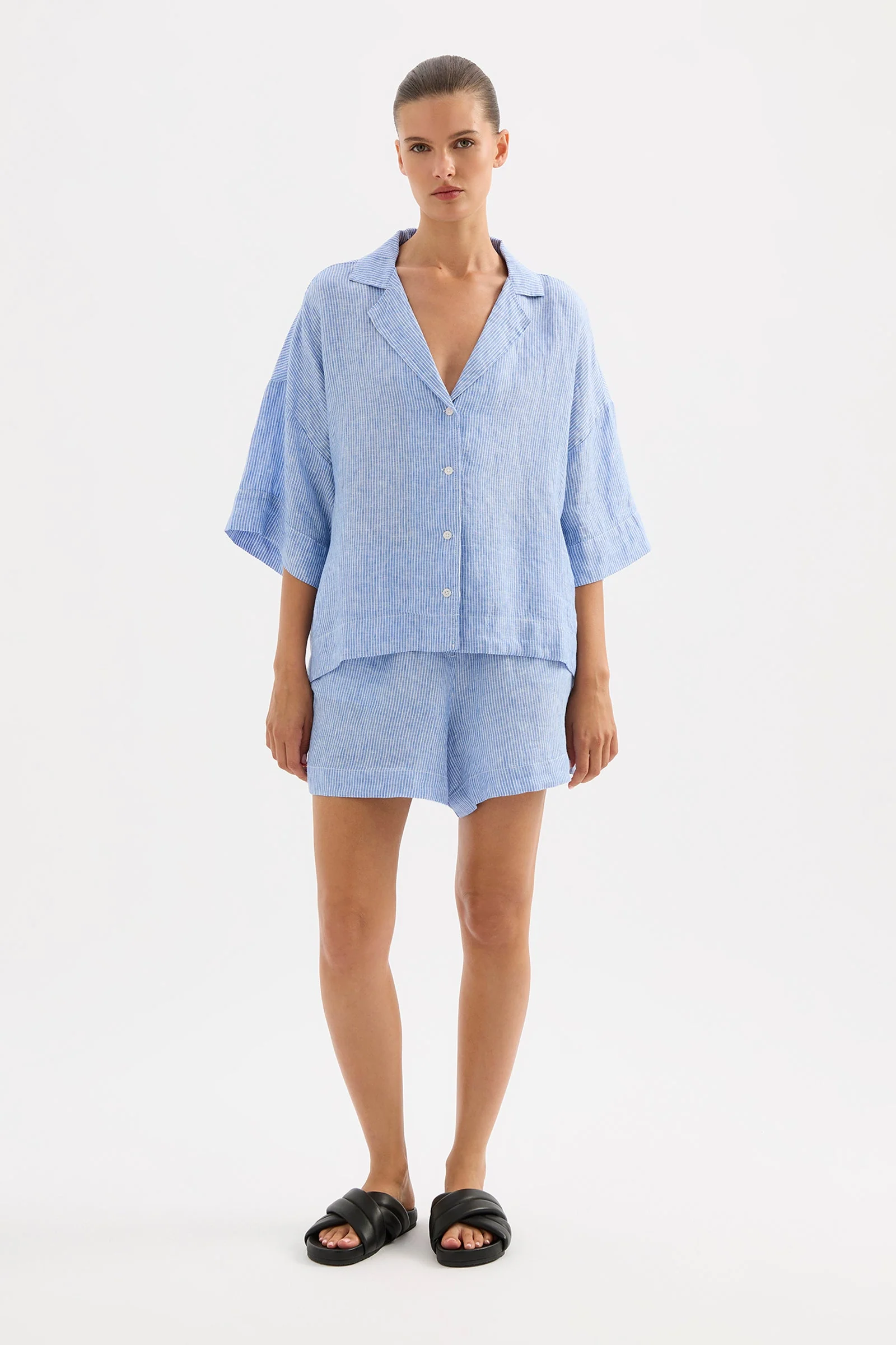 LOUNGE STRIPE LINEN SHORT