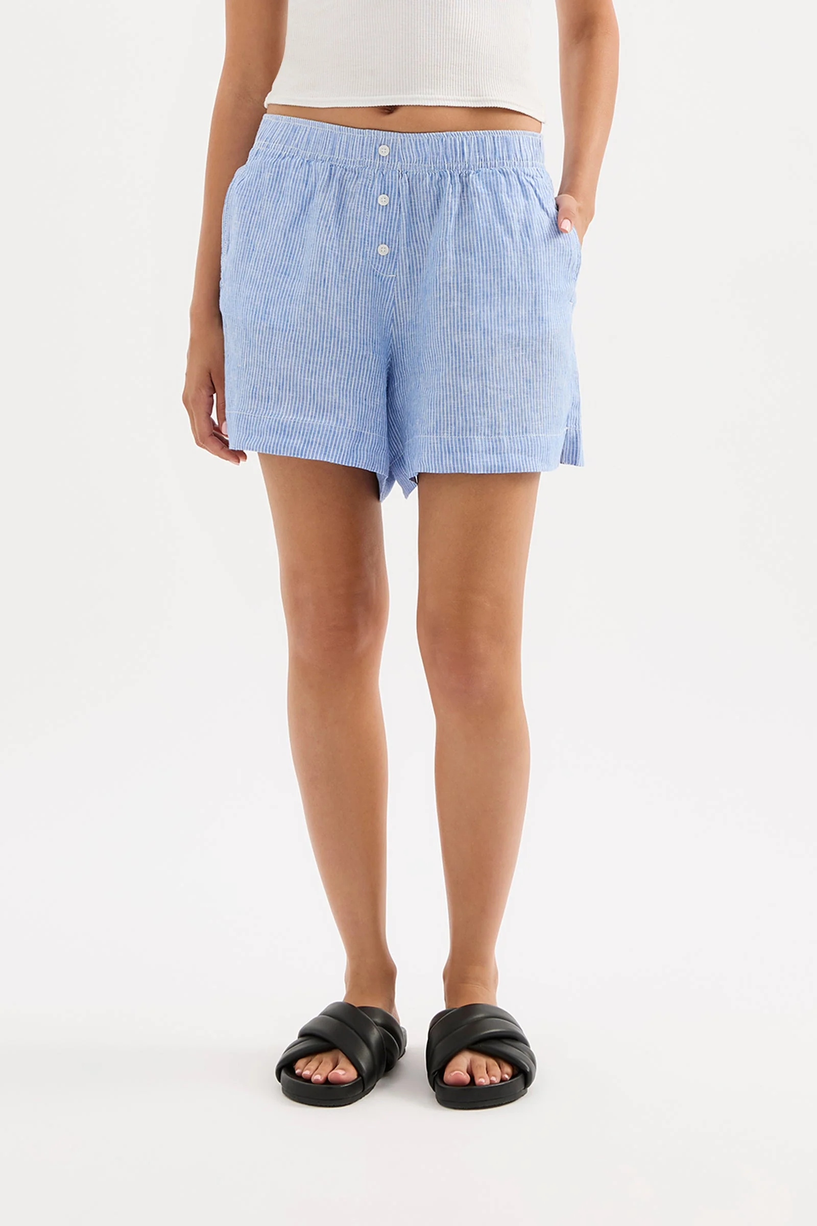 LOUNGE STRIPE LINEN SHORT - Image 2